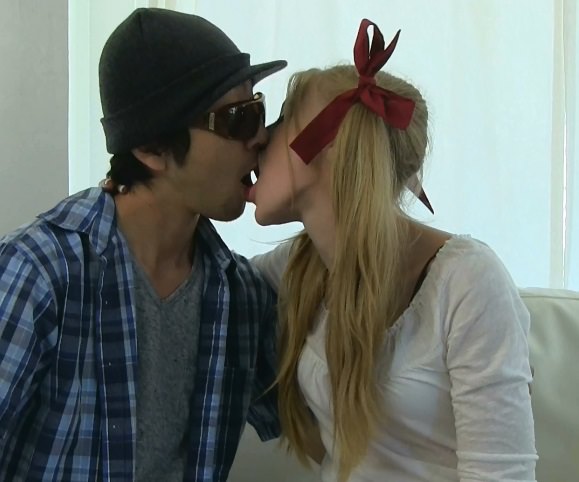 White teen Avril Hall interracial kissing asian guy